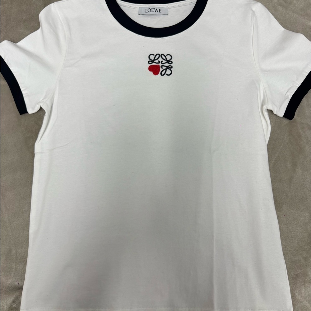 Loewe White T-Shirt with Black Trim